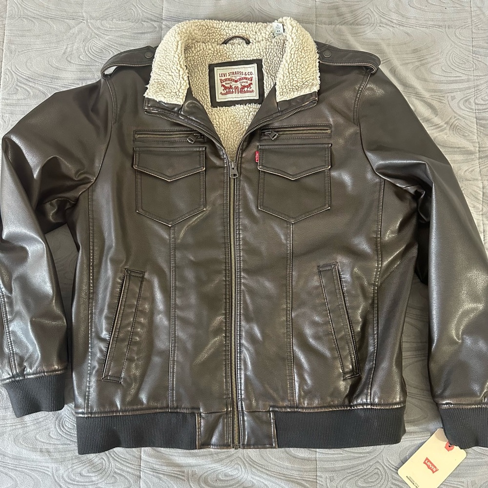 Levi's Brown Bomber Jacket with Sherpa Collar